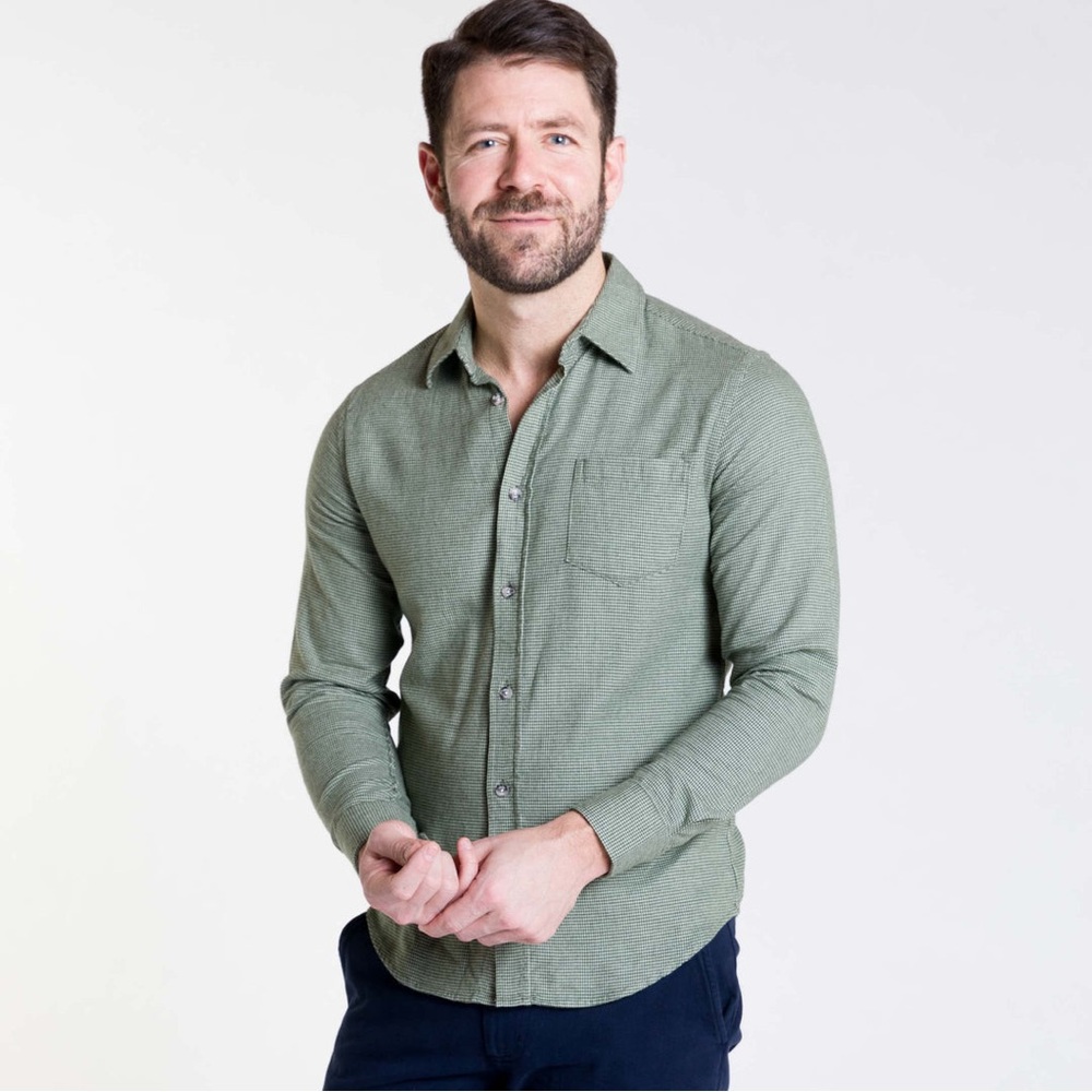 Ash & Erie Flannel Everyday Shirt in Forest Houndstooth